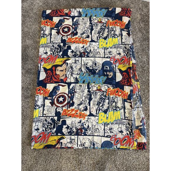 Marvels Avengers Assemble Comic Panel Twin Flat Bed Sheet Thor Hulk Cap Iron Man - Picture 1 of 7